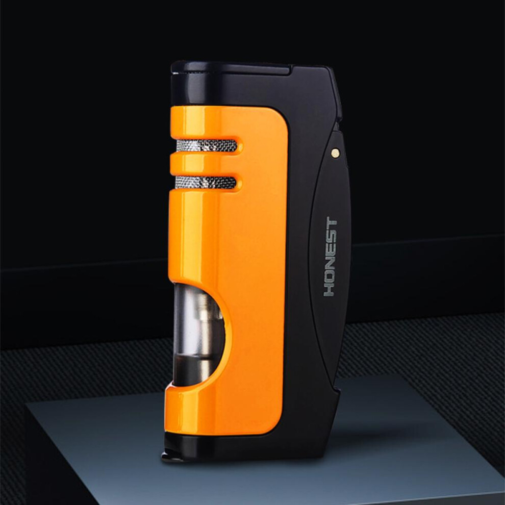 Yeuligo Yellow (Bright ) Boutique Creative Torch Lighter Metal Gas Lighters With Personalized Cigar Cutter Smoking Set Wholesale