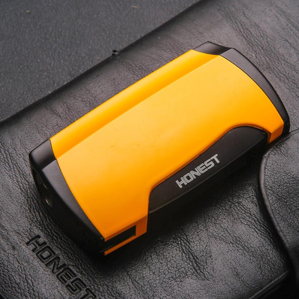 Yeuligo Black/Yellow (Electrophoresis High Gloss Yellow) Genuine Goods Inflatable Windproof Lighter Double Straight Metal Lighter With Cigar Hole Smoking Set Gift