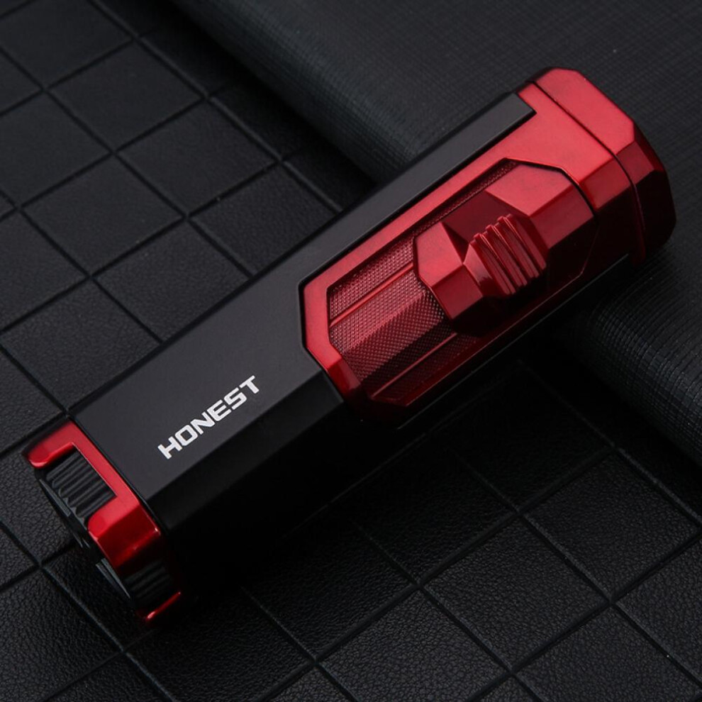 Yeuligo Red (Electrophoresis ) Inflatable Cigar Lighter Windproof Four-Fire Metal Direct Punch Smoking Set Business Gift Cross-Border Wholesale