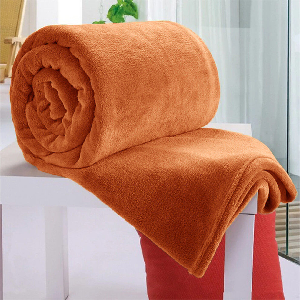 (Rust, King: 200 cm x 240 cm.) Faux Fur Fleece Throw Warm Soft Mink Blanket