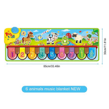 Musical Piano Mat for Kids Toddlers Floor Keyboard Dance Mat with 6 Animal Sounds Baby Mat Study Toys No Battery