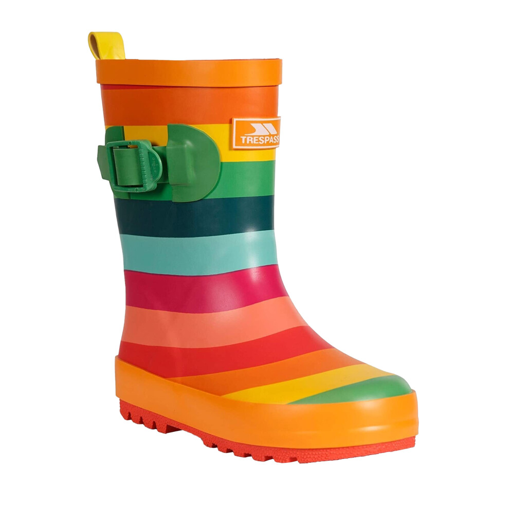 (9 UK Child, Multicoloured Stripe) Trespass Childrens/Kids Puddle Wellington Boots