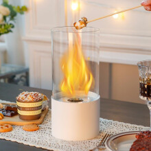 (White, Normal) 29cm High Tabletop Fire Bowl Tabletop Fireplace Fire Pit Clean-burning Bio Ethanol Ventless Fireplace For Indoor Outdoor(matte White) Xinda