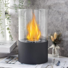 (Black, L) 29cm High Tabletop Fire Bowl Tabletop Fireplace Fire Pit Clean-burning Bio Ethanol Ventless Fireplace For Indoor Outdoor(matte White) Xinda