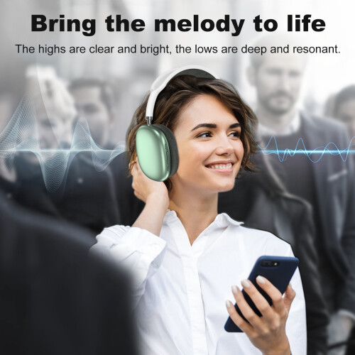 Over-Ear Wireless Bluetooth Headphones with Noise Cancelling Green 2