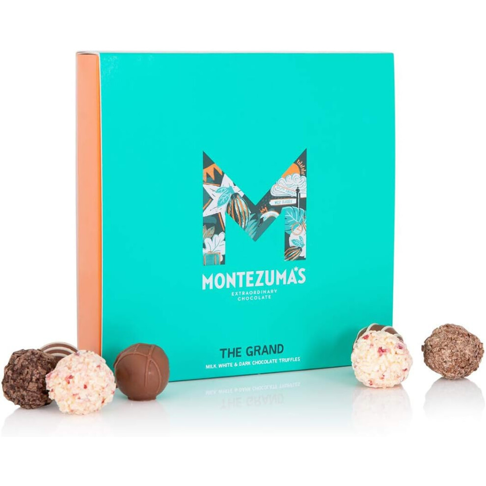 Montezuma Store White/Dark Montezuma's The Grand, Milk, & Chocolate Truffle Collection Box, Medium Contains 25 Truffles, Gluten Free, 350G Box