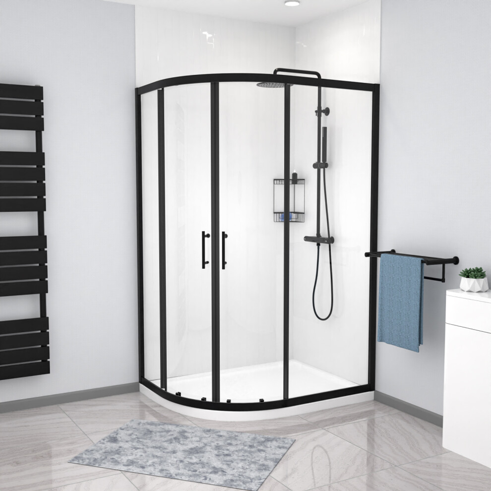 Nes Home Lh 1200 X 900 Offset Quadrant Shower Enclosure & Tray Black