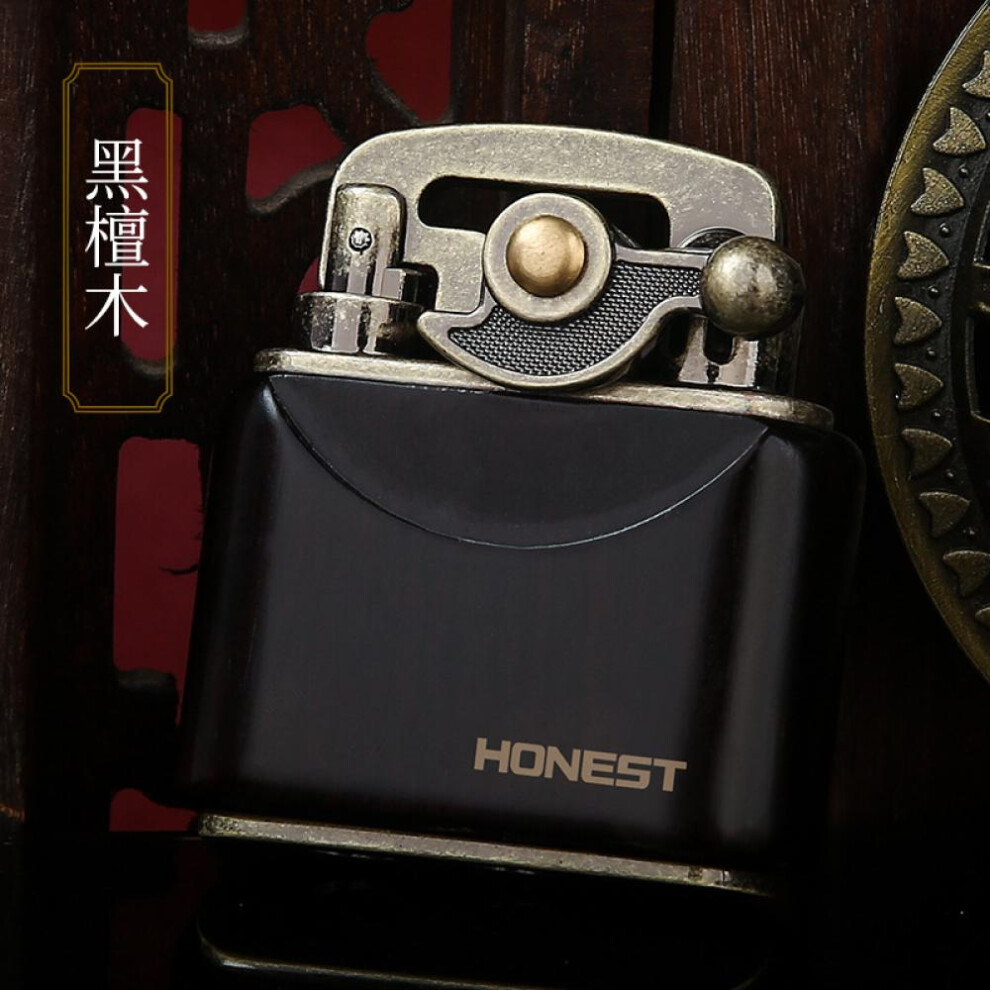 Yeuligo (Blackwood) New Ebony Kerosene Vintage Lighter Nostalgic Old-Fashioned Personality Press Ignition Men's Wood Lighter