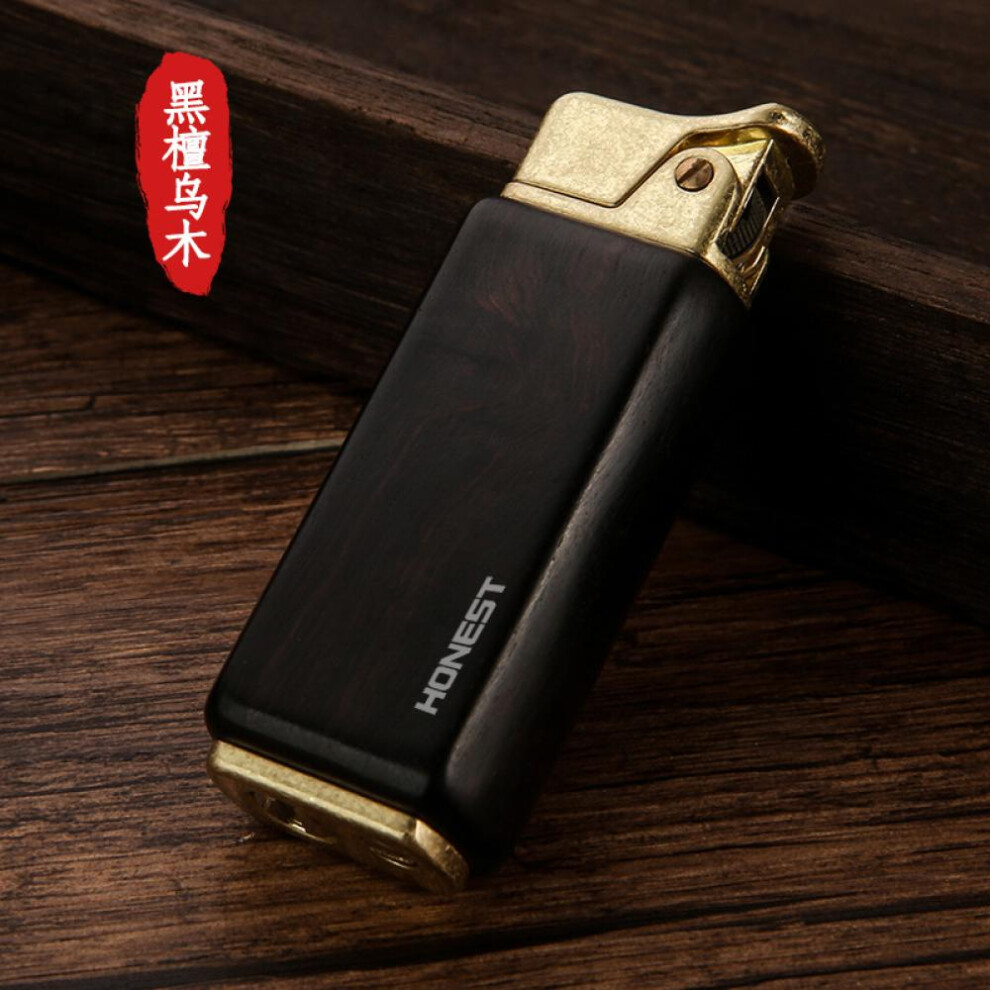 Yeuligo Purple ( Sandalwood Ebony) New Ebony Kerosene Vintage Lighter Nostalgic Old-Fashioned Personality Press Ignition Men's Wood Lighter