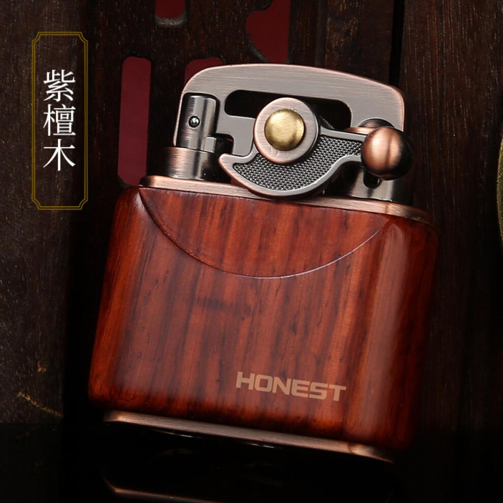 Yeuligo (Rosewood) New Ebony Kerosene Vintage Lighter Nostalgic Old-Fashioned Personality Press Ignition Men's Wood Lighter