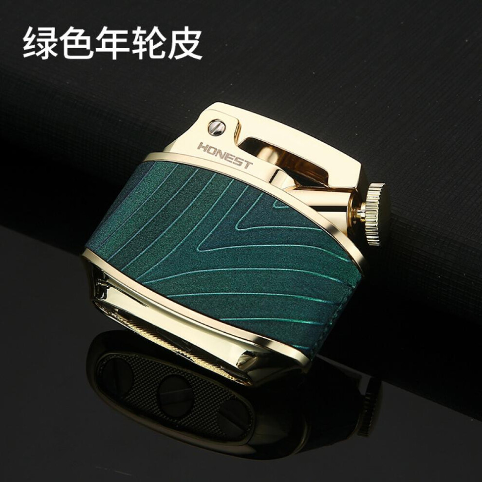 Yeuligo Green ( Annual Ring Leather) New High-End Vintage Prepuce Kerosene Cigarette Lighter Creative Personality One-Click Ejection Cigarette Set