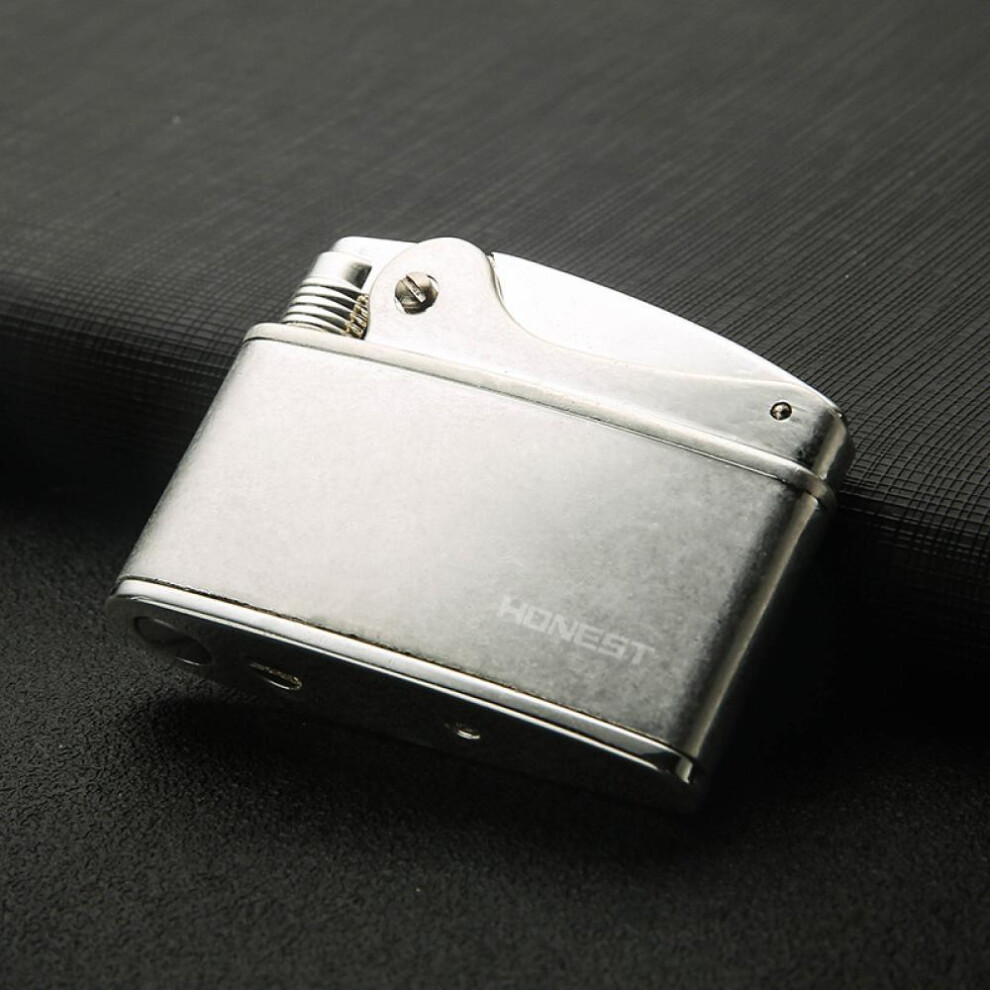 Yeuligo Silver (Antique ) Kerosene Lighter Old-Fashioned Vintage Grinding Wheel Domestic Personalized Creative Small Open Flame Men's Smoking Set Gift