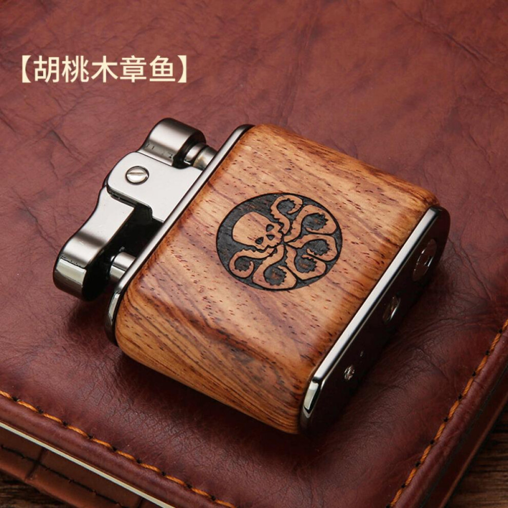 Yeuligo (Walnut) New Ebony Vintage Kerosene Lighter Nostalgic Old-Fashioned Personality Men's Lighter Douyin Online Influencer Same Style