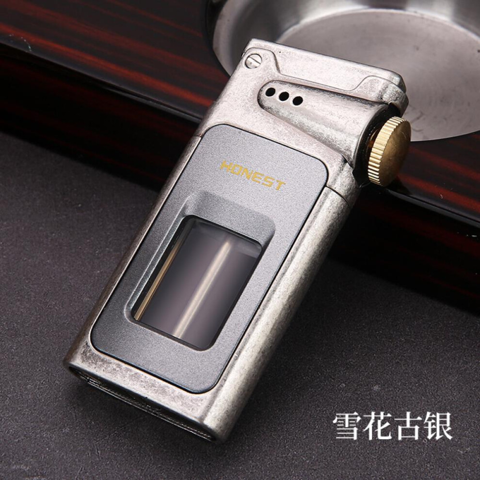 Yeuligo Silver (Antique Snowflake) Retro Kerosene Large Capacity Lighter One-Click Ejection Metal Grinder Fashion Durable Atmospheric For Boyfriend