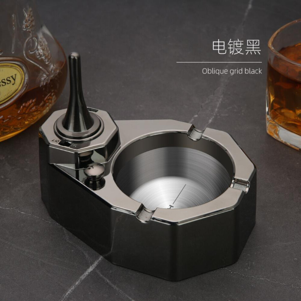 Yeuligo (Electroplated Black) New Oil-Electric Hybrid Charging Lighter Kerosene Ignition Creative Ashtray Office Desk Decoration Gift
