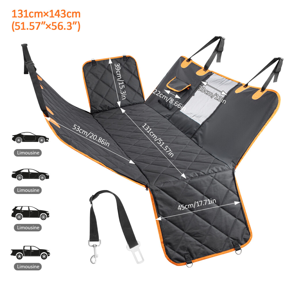 (Black) Dog Car Seat Cover Hammock for Back Seat