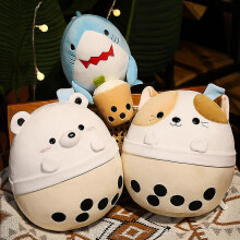 (Shark) New Pearl Milk Tea Small Animal Pillow Doll Shark Doll
