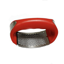(Red) Stainless Steel Garlic Press Manual Garlic Mincer Chopping Garlic Tools Arc Vegetable Kitchen Gadgets