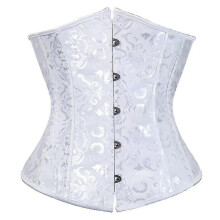 (S, 9427 white) Women Gothic Sexy Satin Underbust Corset Bustier Waist Cincher Slimming Body Shaper Corselete Lingerie Plus Size Party Clubwear