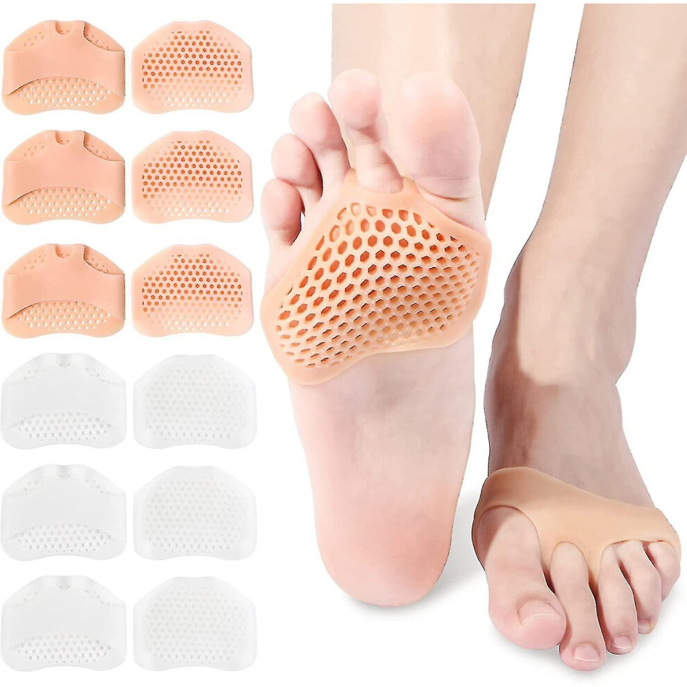 12 Pieces Silicone Forefoot Pads With Perforated Breathable Pain Relief Footpads