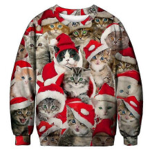 (Eur Size XXL, BFT011) Unisex's Ugly Christmas Sweater 3d Digital Print Holiday Party Crewneck Sweatshirt Pullover Men Women Tacky Xmas Jumper Tops