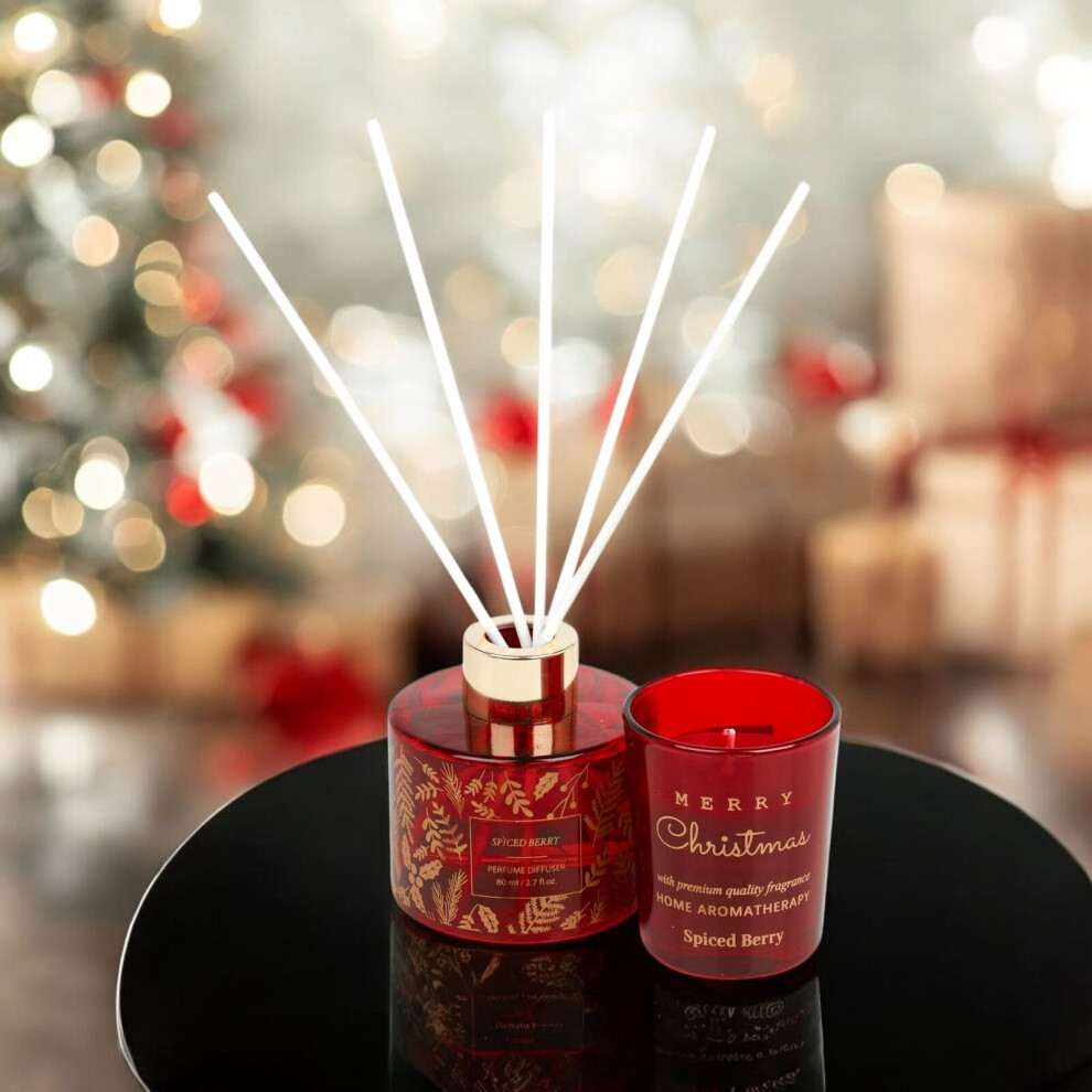 (Spiced Berry) 80ml Reed Diffuser Christmas Tree Box Gift Home Aromatherapy Home Fragrance Set