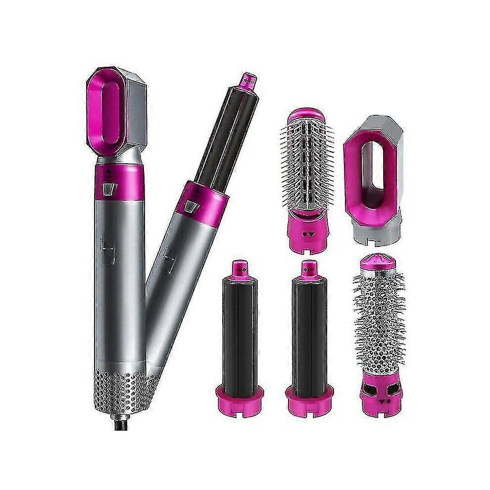 Sèche-cheveux électrique Sèche-cheveux 5 en 1 Boucleur de cheveux Lisseur de cheveux automatique Sèche-cheveux Brosse Sèche-cheveux Rose