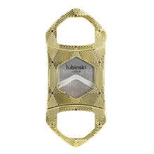 (Golden) Zinc Alloy Cigar Cutter Stainless Steel Double Blade Straight Snips Portable Cigar Cutter Gift Box