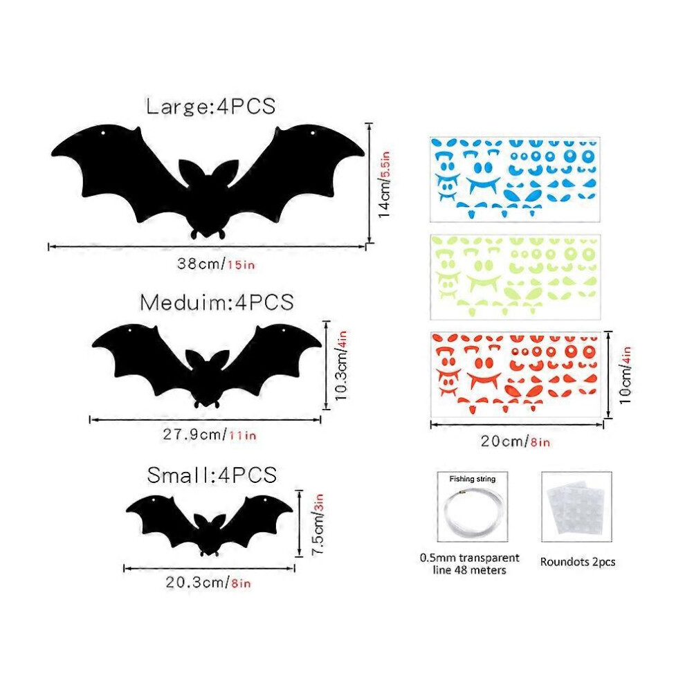 (Bat) Halloween Luminous Hanging Decoration Glowing in the Dark Horror Bat Pumpkin Ghost Party Ornament Haunted House Props-image-OPC-PFVRG6V-NEW