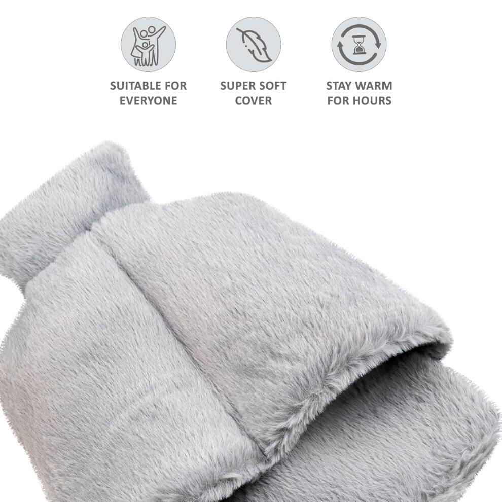 (Hot Water Bottle Slippers) Hot Water Bottle Foot Warmer with Cover- 2L Plush Heated Slippers for Cold Feet
