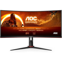 34 inch Gaming WQHD curved monitor,180Hz, Fast VA, 1ms GTG, FreeSync Premium, HDR400, Height Adjustable stand (3440x1440, HDMI, DisplayPort, USB Hub)