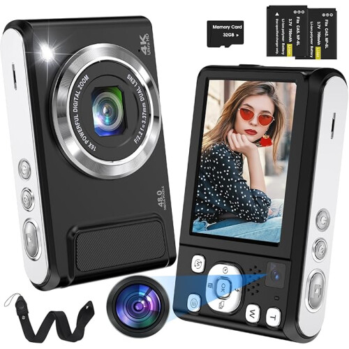 Digital Camera,Bofypoo 4K Autofocus Vlogging Camera with 32G