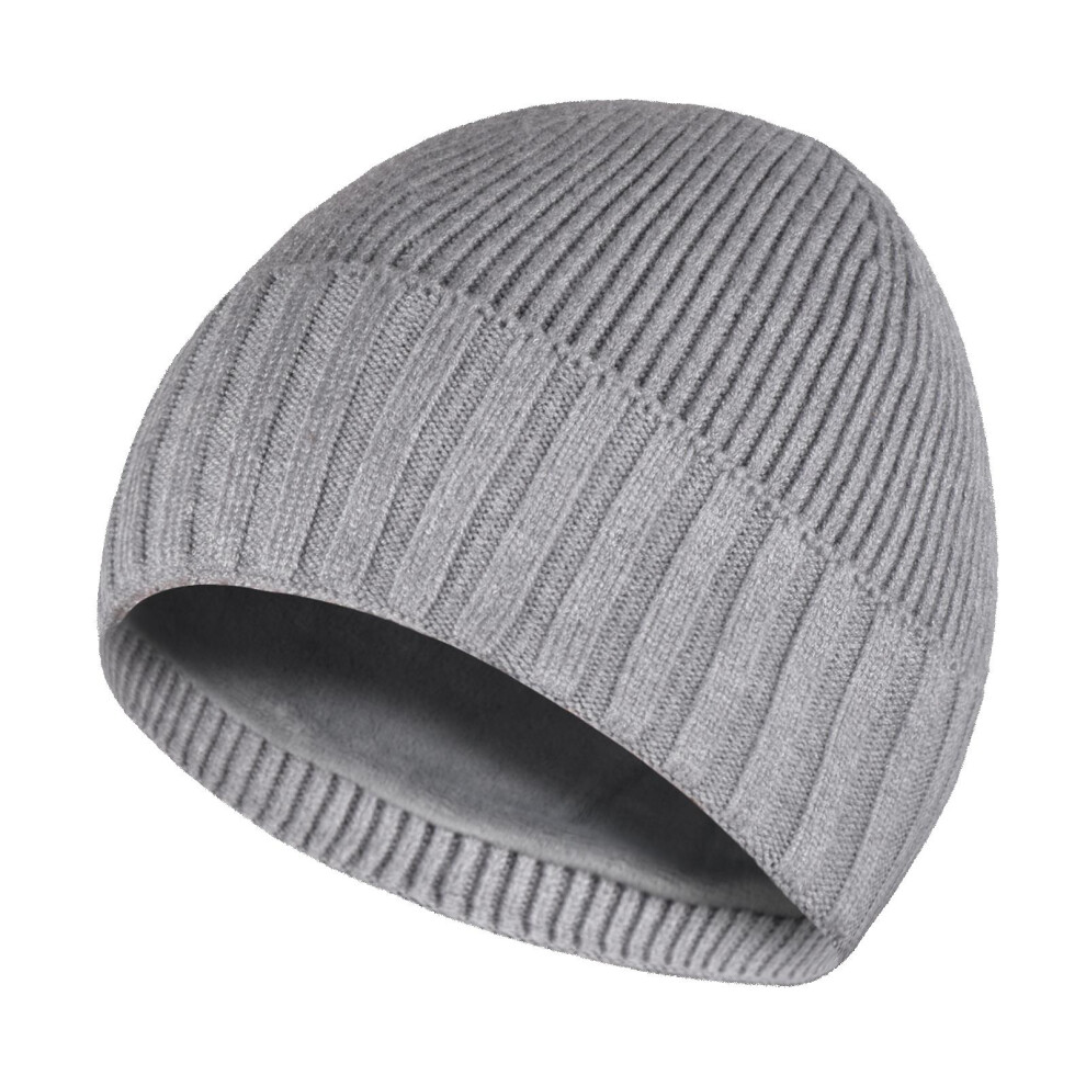 (Grey) Mens Winter Hat Strechable Soft VelvetLined Beanie