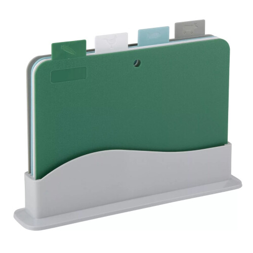 Alpina Coloured 4PCS Chopping Board Set Index Cutting Boards Stand Non-Slip