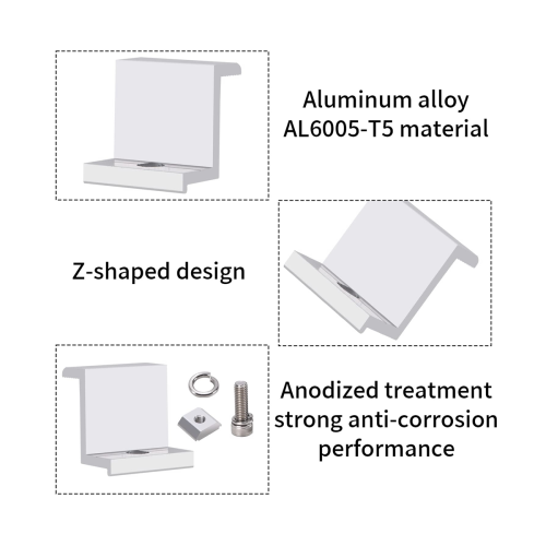 Kit de abrazadera de extremo de soporte de módulo solar de 4 piezas, abrazadera de panel solar, 30 mm 2