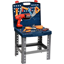 Playkidiz Construction Workbench - Kids Tool Set - Portable Toolbox Toy Playset - Kids Tool Bench Includes Working Electric Power Drill,