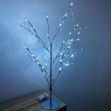 (Silver Light) 70cm Twig Tree 40 Led Light Jewels Christmas Decor