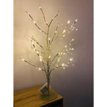 (Gold Light) 70cm Twig Tree 40 Led Light Jewels Christmas Decor
