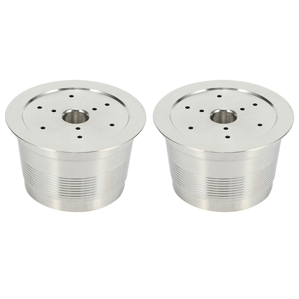 Lot de 2 capsules rechargeables et réutilisables en acier inoxydable pour machine à café Caffitaly