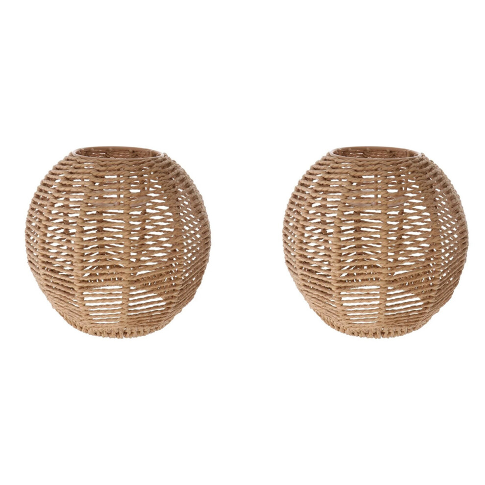 Lot de 2 abat-jours en rotin tissés à la main pour lustre rétro, abat-jour décoratif pour salon
