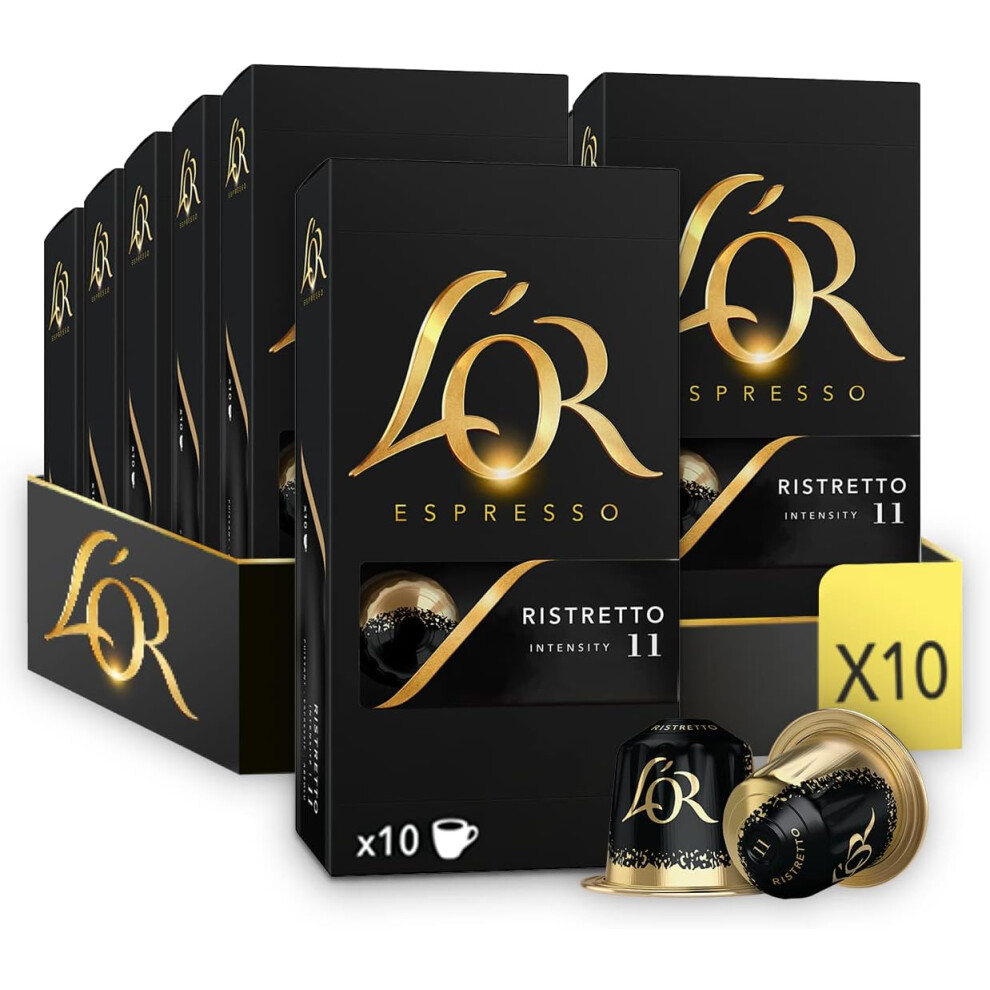 L'OR Espresso Ristretto Coffee Pods x10 Intensity 11 (Pack of 10, Total 100 Capsules)