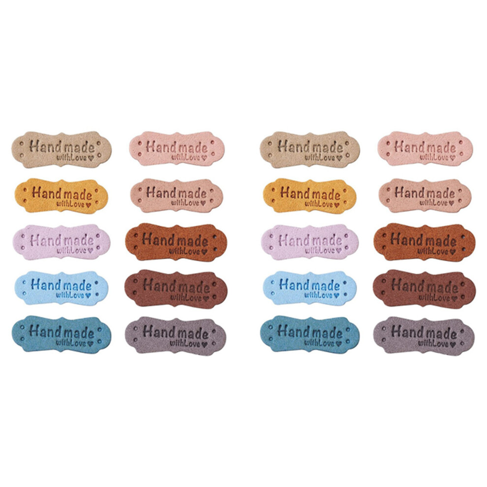 Lot de 100 étiquettes en cuir PU pour chapeaux, sacs faits à la main avec amour, étiquettes pour vêtements, étiquettes de couture, accessoires