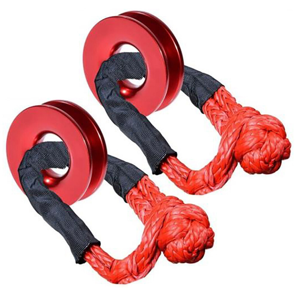 2Pcs 1/2 Inch Synthetic Shackle Winch Rope + Recovery Snatch Ring 4853745017897