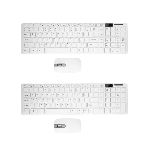 2X Wireless Slim White Keyboard + Wireless Optical Mouse Set for PC and Laptop 1