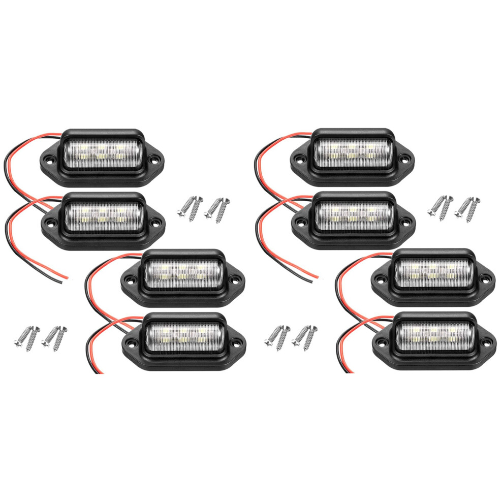 Lot de 8 feux d'immatriculation extérieurs à 6 LED SMD 12 V pour voiture, camion, camping-car, remorque, bateau