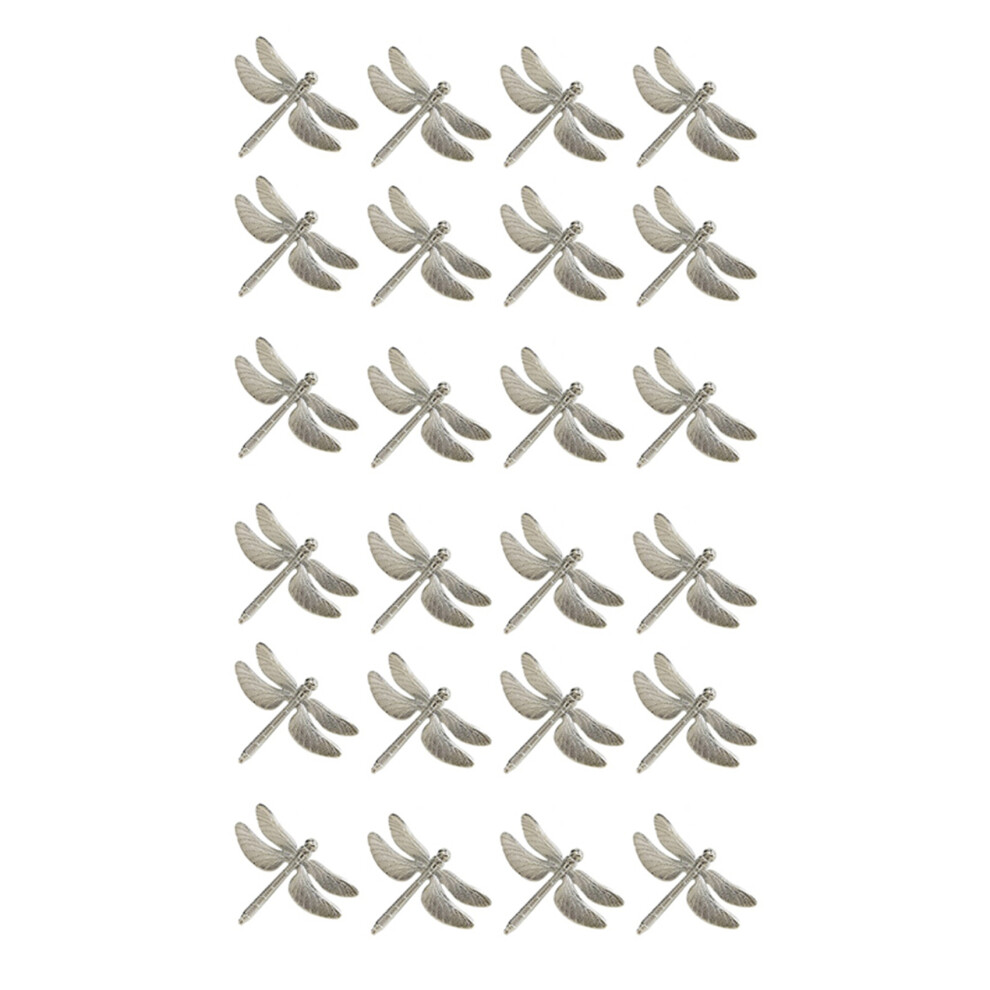 Lot de 24 ronds de serviette en forme de libellule, en alliage de zinc, argentés, pour hôtel, mariage, fête, table, dîner