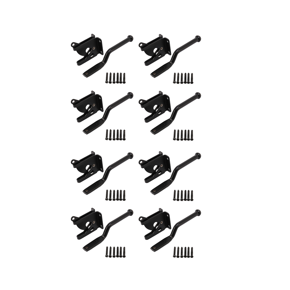 Lot de 8 loquets de portail à verrouillage automatique, levier de gravité automatique pour clôture en bois, loquets de porte en acier noir