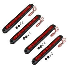 Lot de 4 feux de position latéraux arrière étanches à 15 LED pour remorque, camion, camping-car, stop, frein, clignotant, 10 pouces (rouge)
