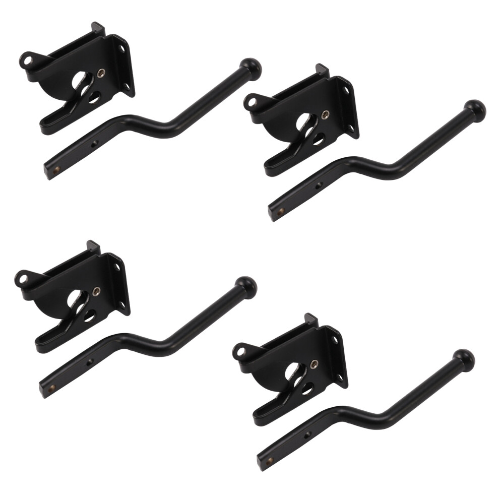 Lot de 4 loquets de portail à verrouillage automatique, levier de gravité automatique pour clôture en bois, loquets de porte en acier noir