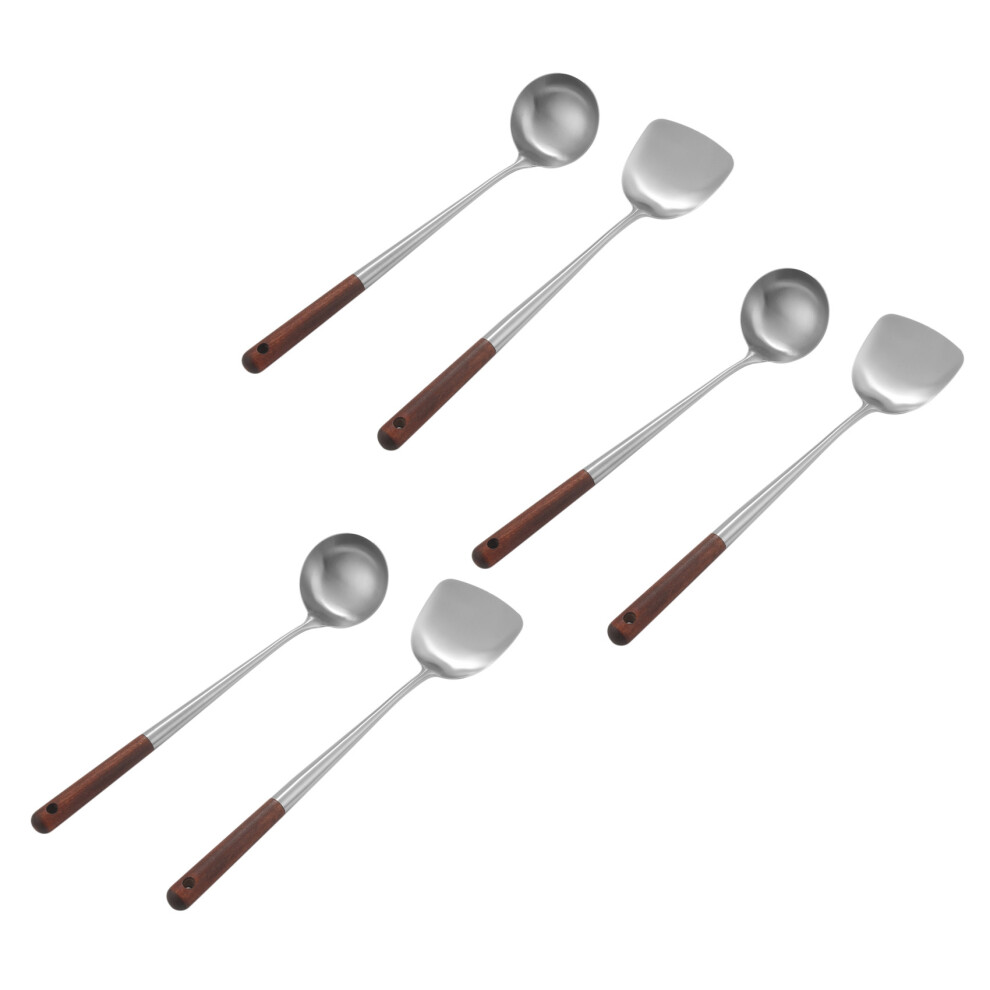 Ensemble d'ustensiles pour wok 3X, spatule de 17 pouces pour wok, spatule pour wok en acier inoxydable